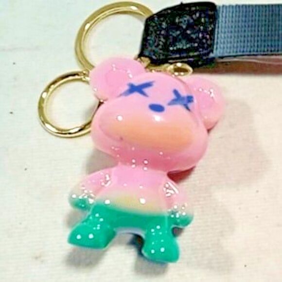 2 - Pink Bear Keychains, Bag Charm, Bracelet -Pink to Blue X Eyes Bear K… - Picture 3 of 6